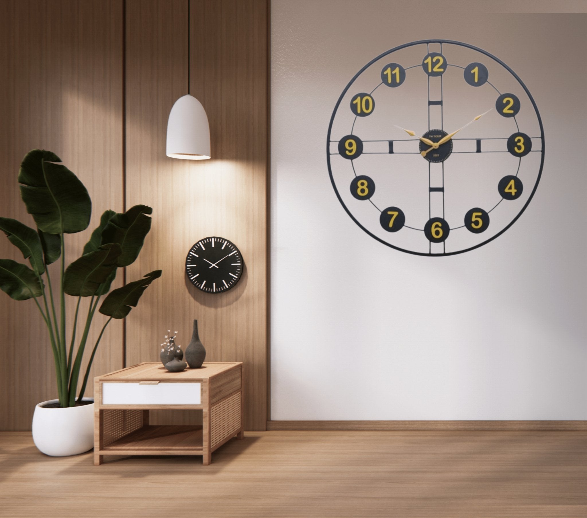 Black and Yellow Minimalist Wall Clock - Wall Clock at Nestern