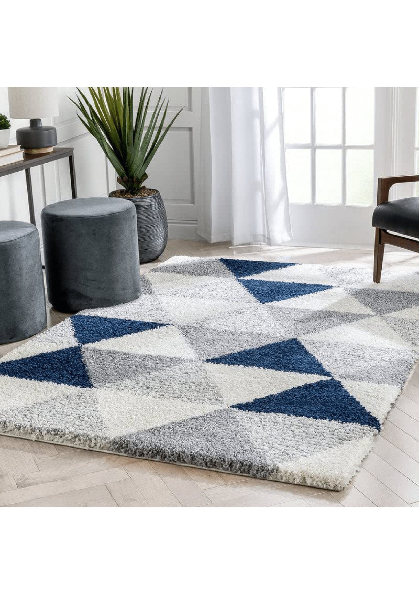 Blue Harmony Geometric Rug - Rugs at Nestern