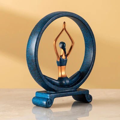 Blue Yoga Lady Figurine in Namaskar Mudra Pose - Home Decor at Nestern