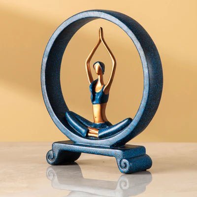 Blue Yoga Lady Figurine in Namaskar Mudra Pose - Home Decor at Nestern