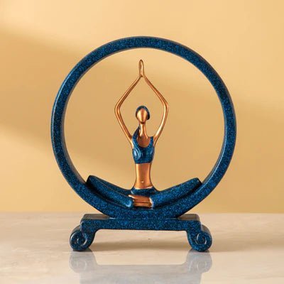 Blue Yoga Lady Figurine in Namaskar Mudra Pose - Home Decor at Nestern