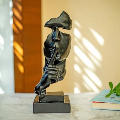 Bold Black Abstract Man Face Sculpture - Home Decor at Nestern