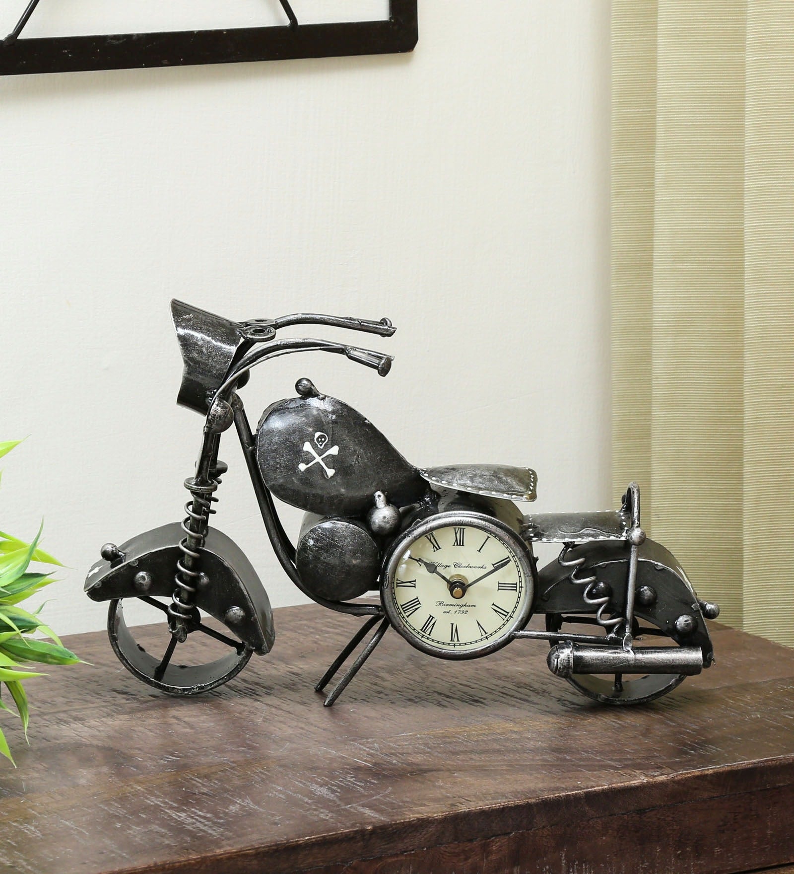 Antique Metal Biker Table Clock