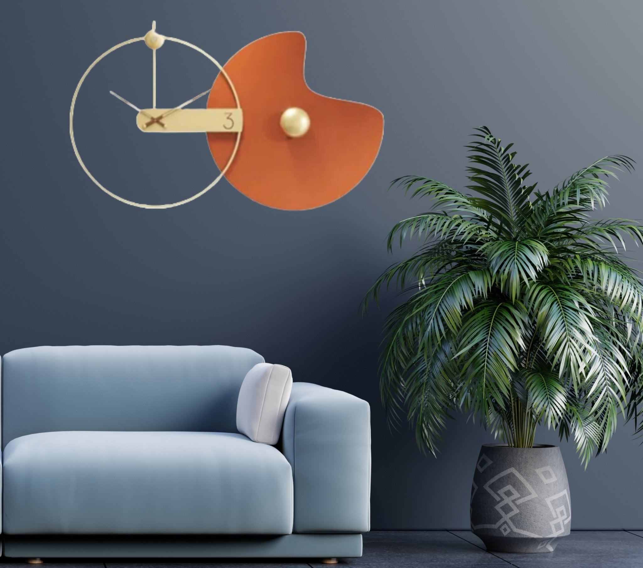 Celestial Statement - Large Round Wall Clock with Artistic Flair - Wall Clock at Nestern