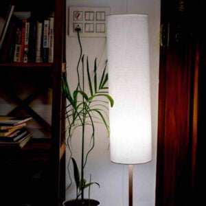 Chic Cylinder Shape Floor Lamp with Wooden Base, Warm Atmosphere - Home Decor at Nestern