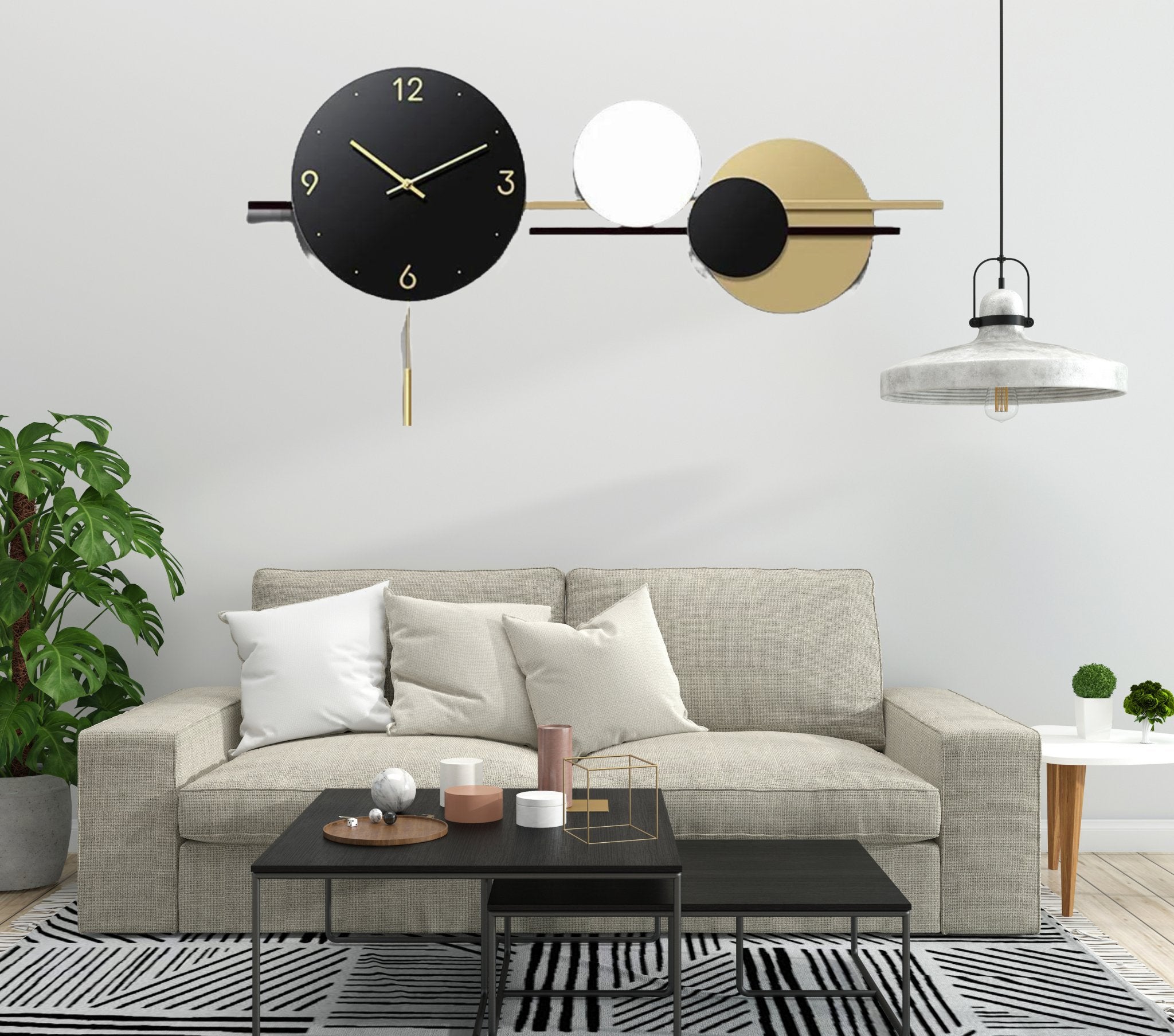 Circle of Elegance - Modern Geometric Wall Clock - Wall Art at Nestern