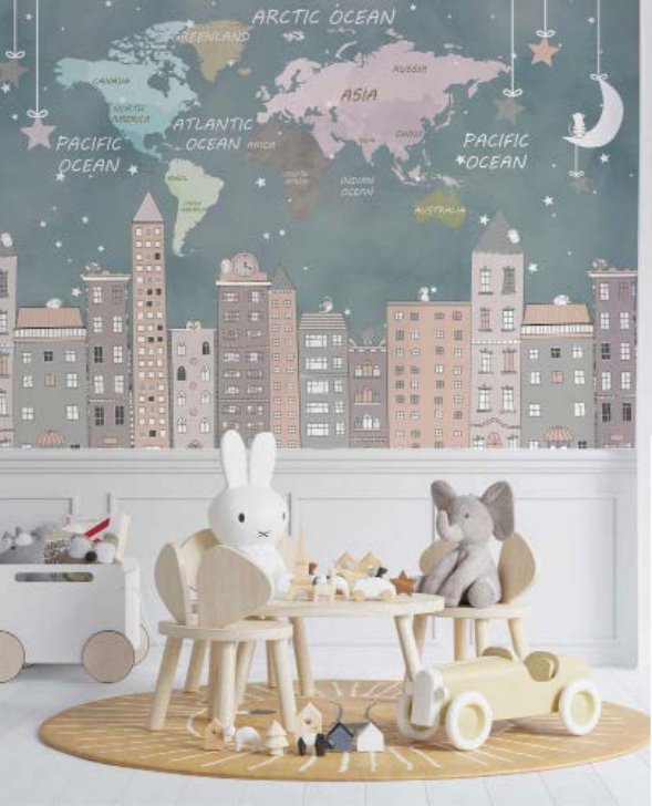 Cityscape Dreamy World Map Wallpaper - Wall Papers at Nestern