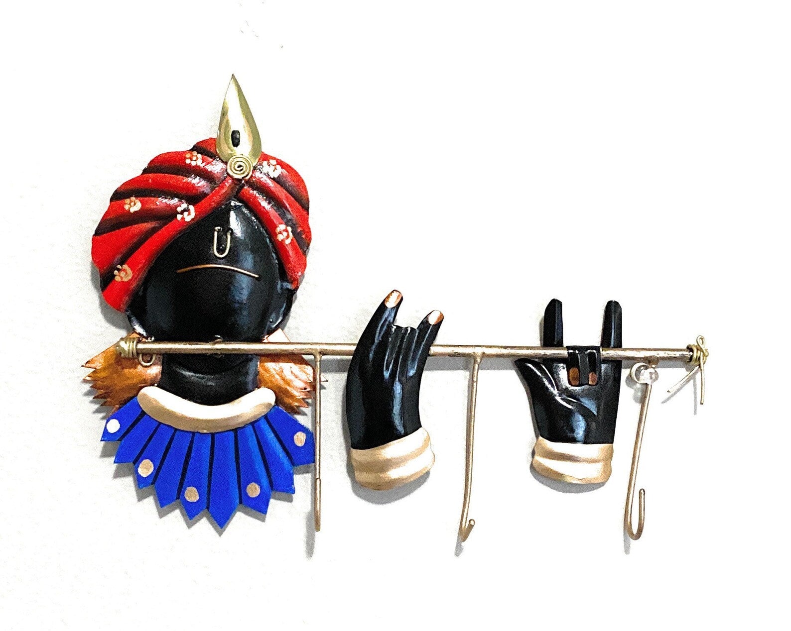 Colorful Turbaned Musician Key Holder - Wall Art at Nestern