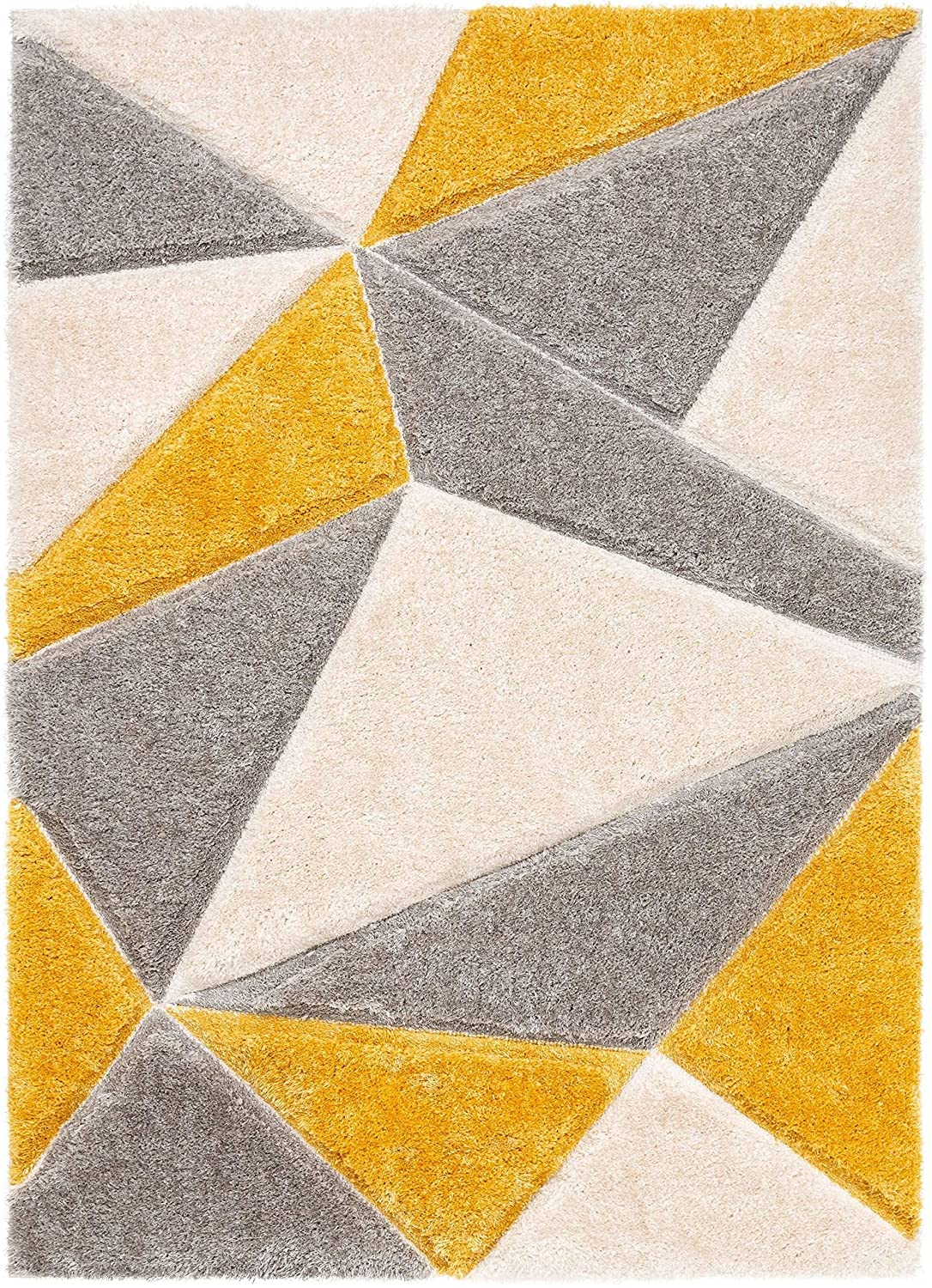 Contemporary Geometric Yellow and Grey Area Rug - Rugs at Nestern