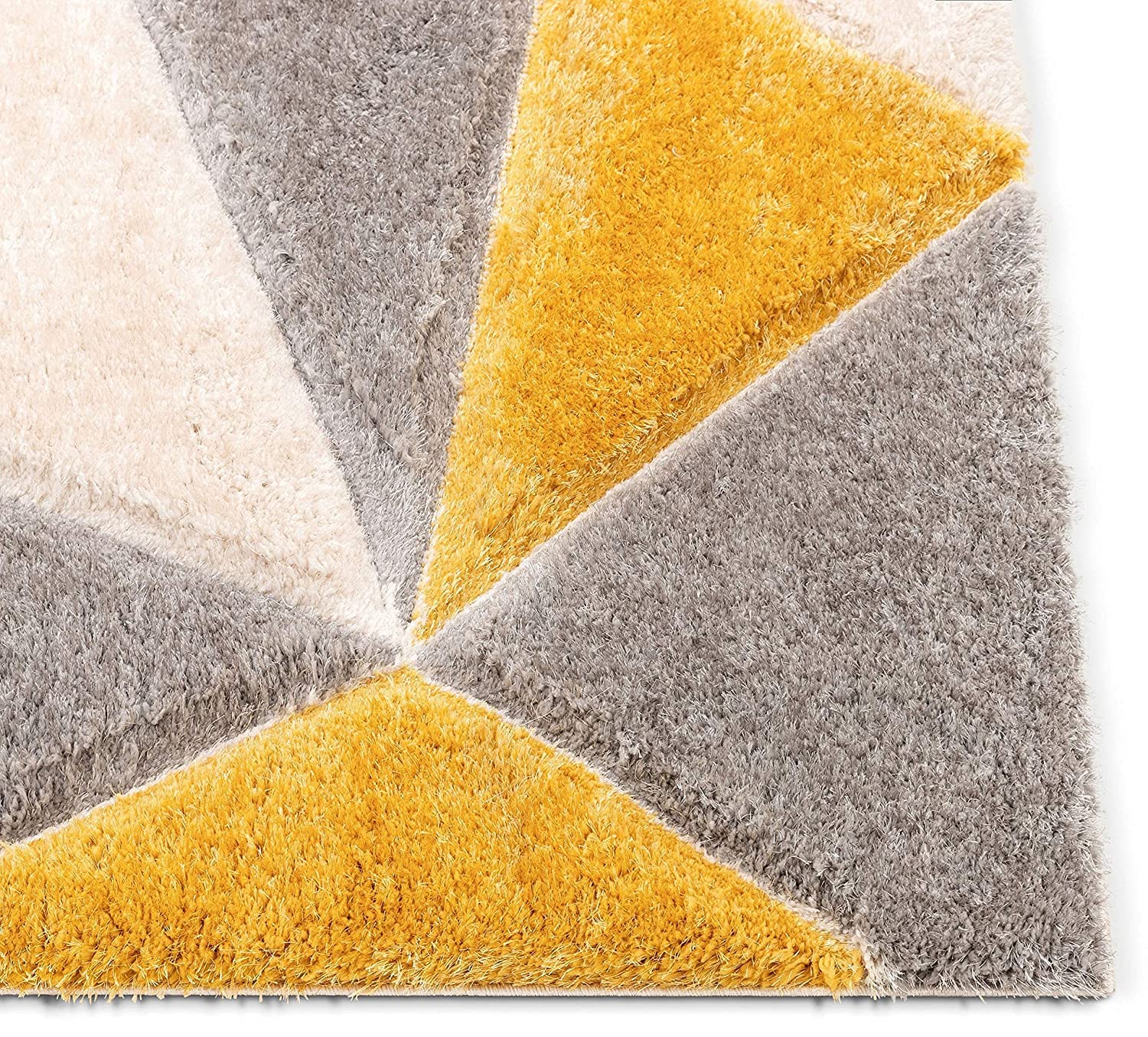 Contemporary Geometric Yellow and Grey Area Rug - Rugs at Nestern