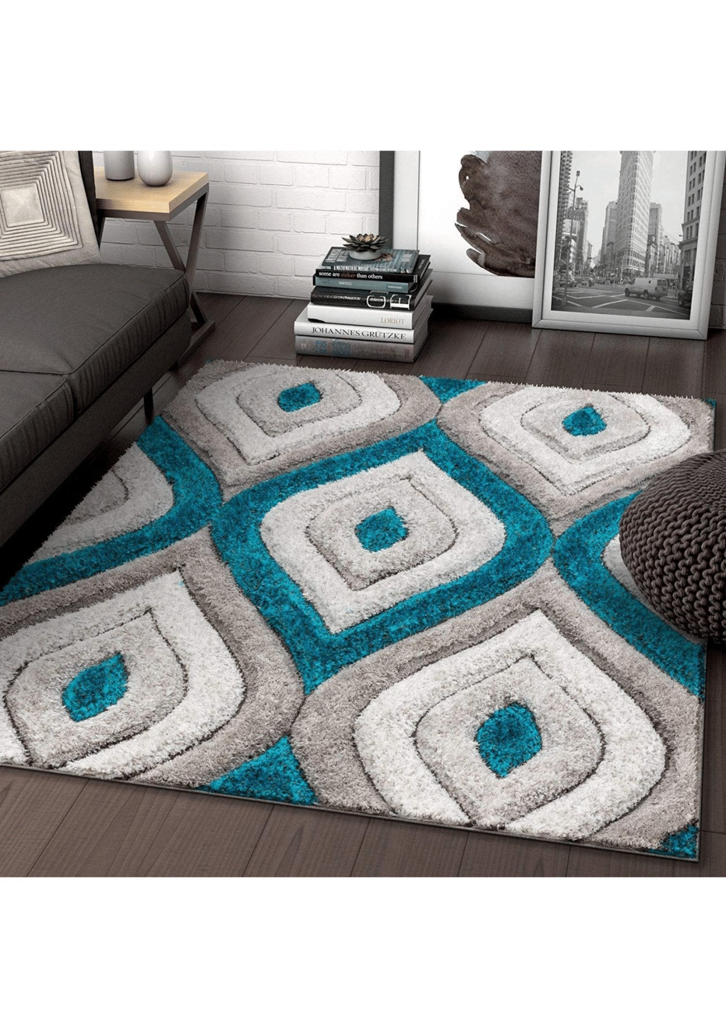 Contemporary Gray Geometric Rug - Rugs at Nestern