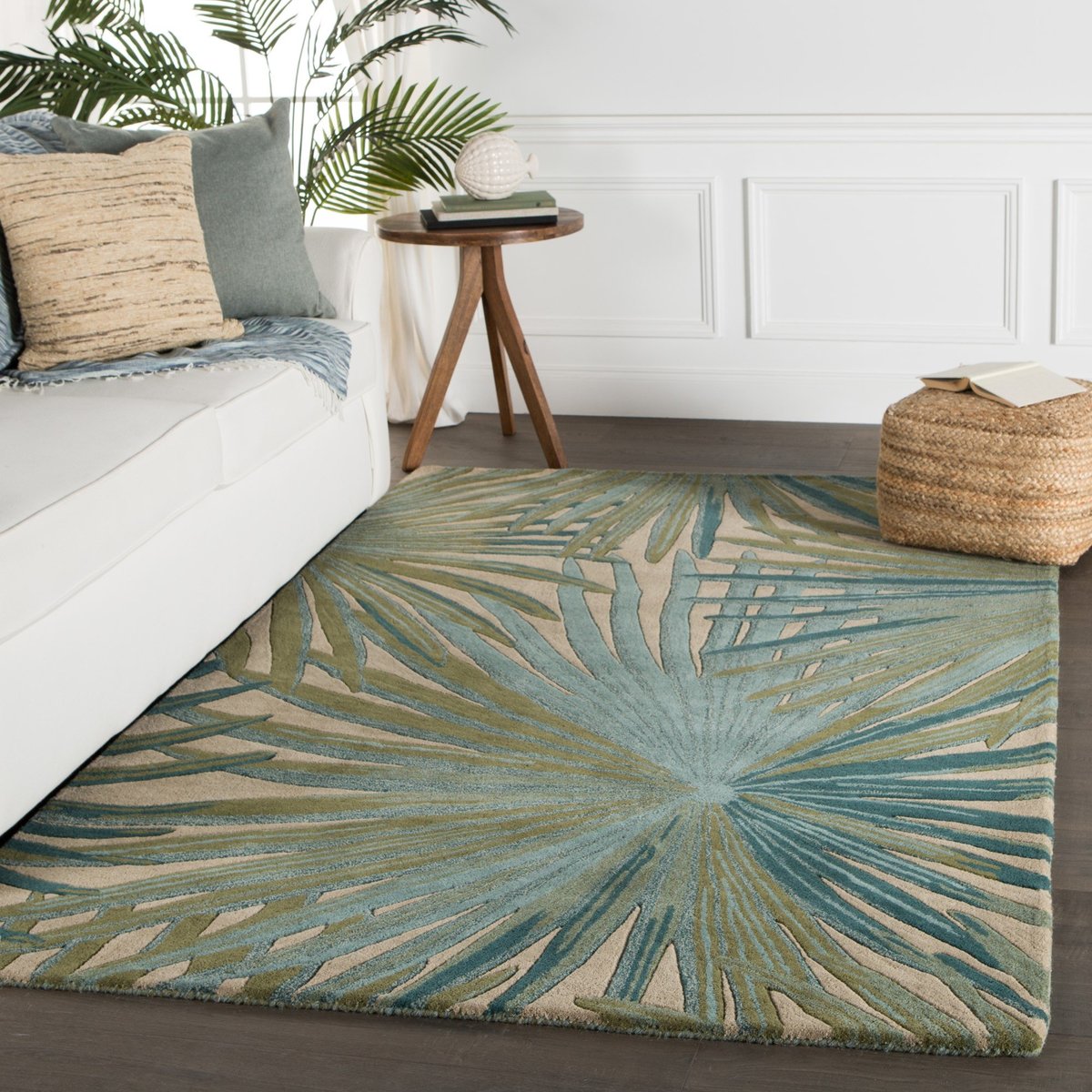 Contemporary Leaf Design Hand - Tufted Area Rug - Switzerland Wool Collections - Rugs at Nestern