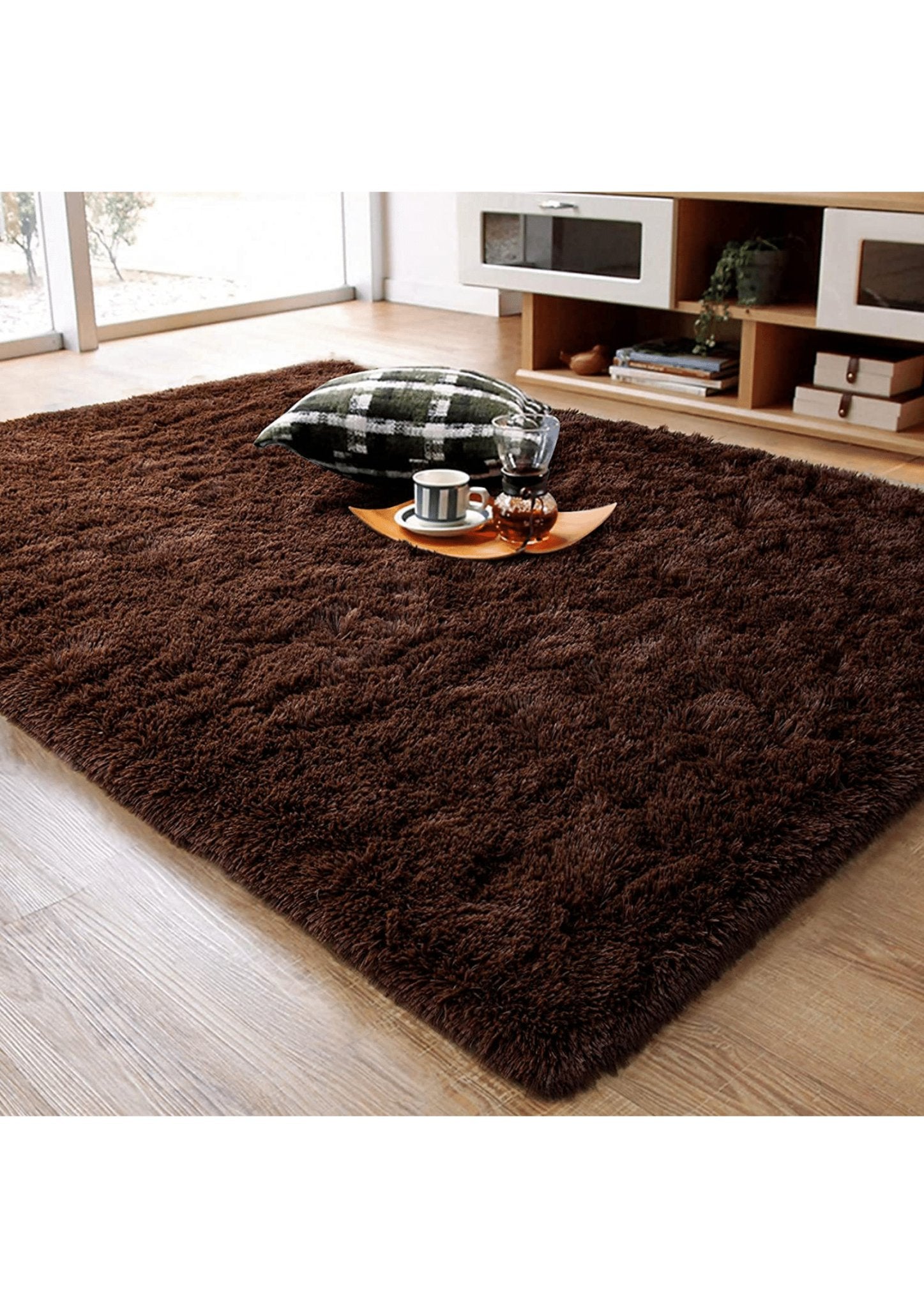 Cozy Shaggy Brown Area Rug - Rugs at Nestern