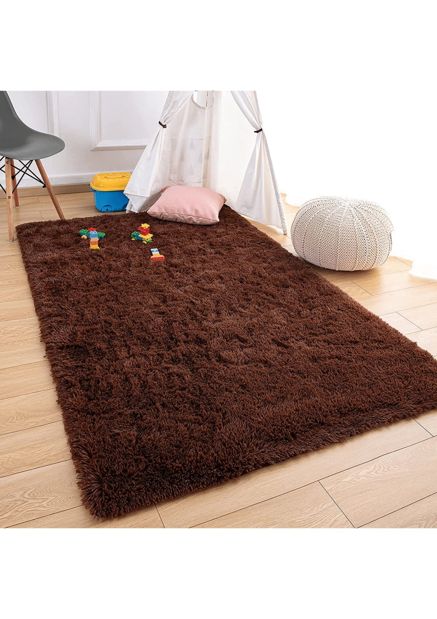 Cozy Shaggy Brown Area Rug - Rugs at Nestern