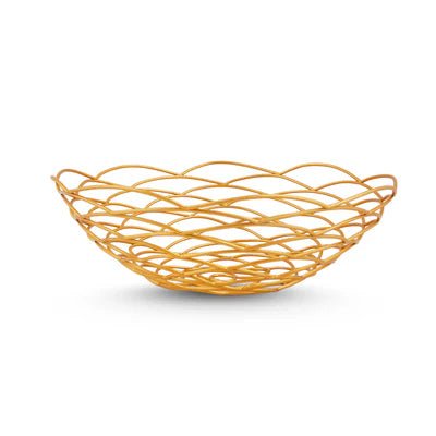 Curled Petal Golden Fruit Serving Tray - Home Decor at Nestern