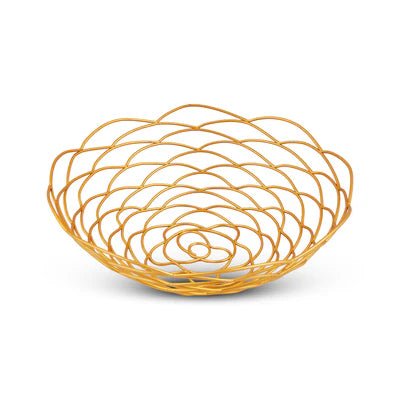 Curled Petal Golden Fruit Serving Tray - Home Decor at Nestern