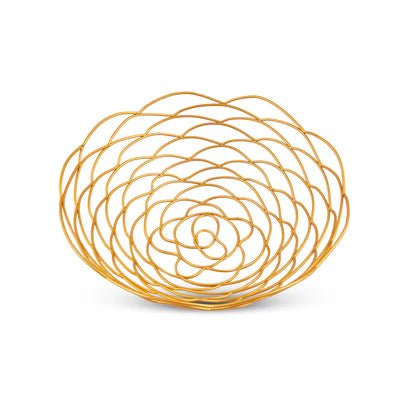 Curled Petal Golden Fruit Serving Tray - Home Decor at Nestern