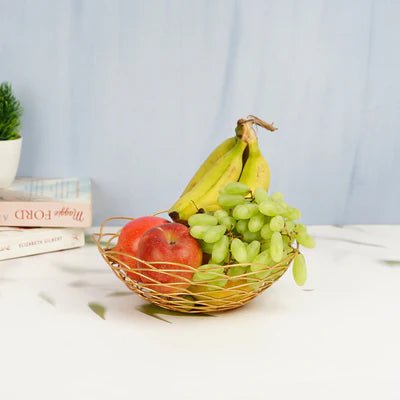 Curled Petal Golden Fruit Serving Tray - Home Decor at Nestern