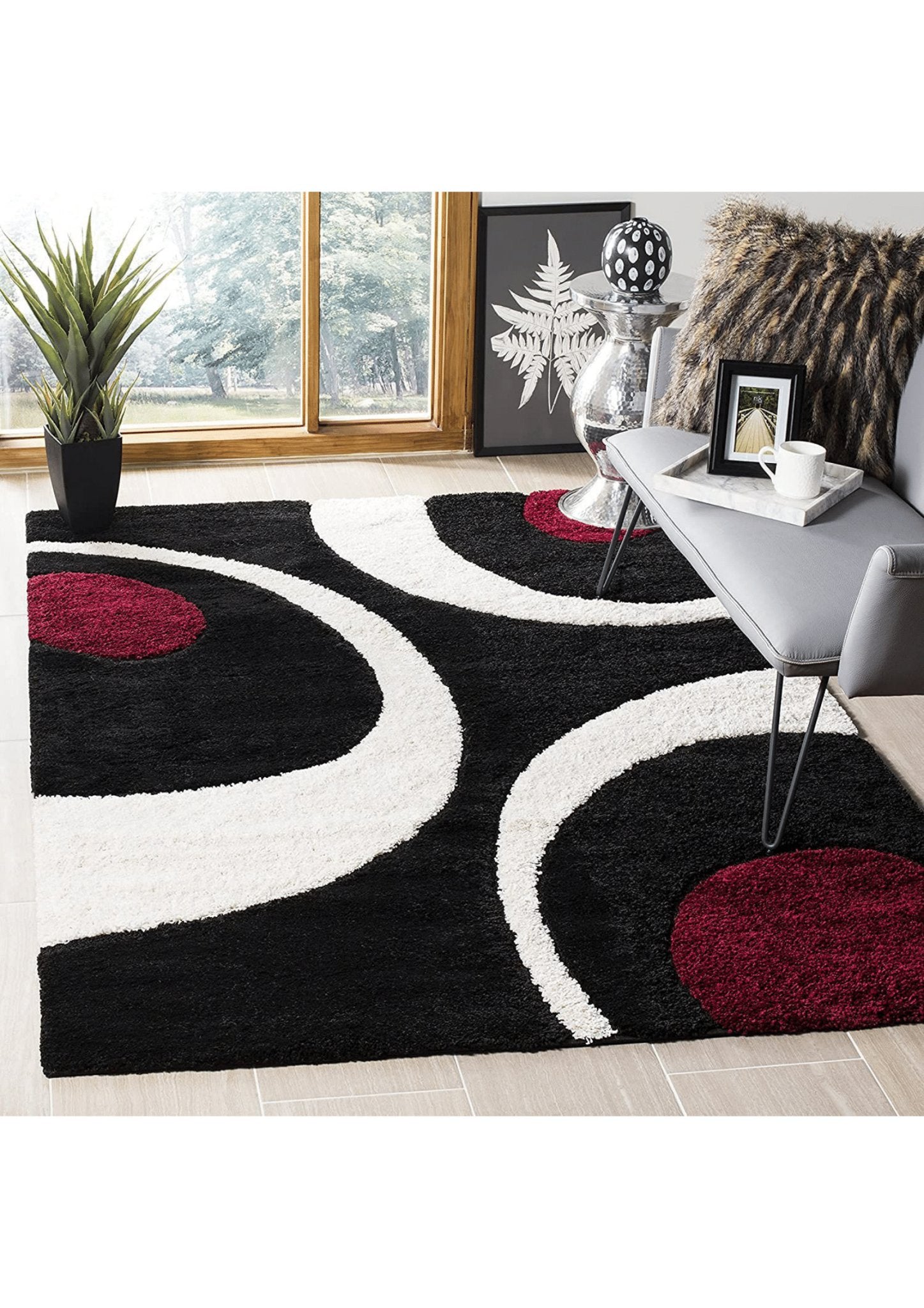 Curves and Circles Modern Abstract Rug - Rugs at Nestern