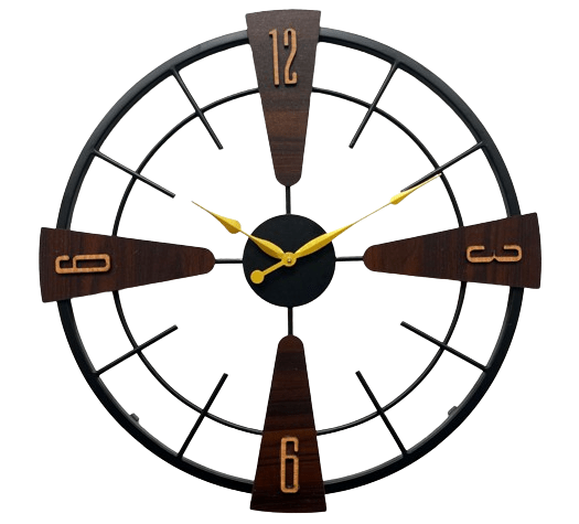 Artisanal Wood Accented Wall Clock: Time Crafted with Elegance - Wall Clock at Nestern