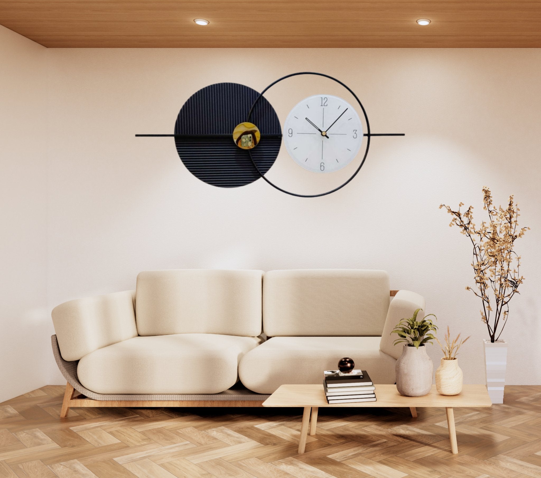 Dual - Tone Artistic Wall Clock - Wall Clock at Nestern