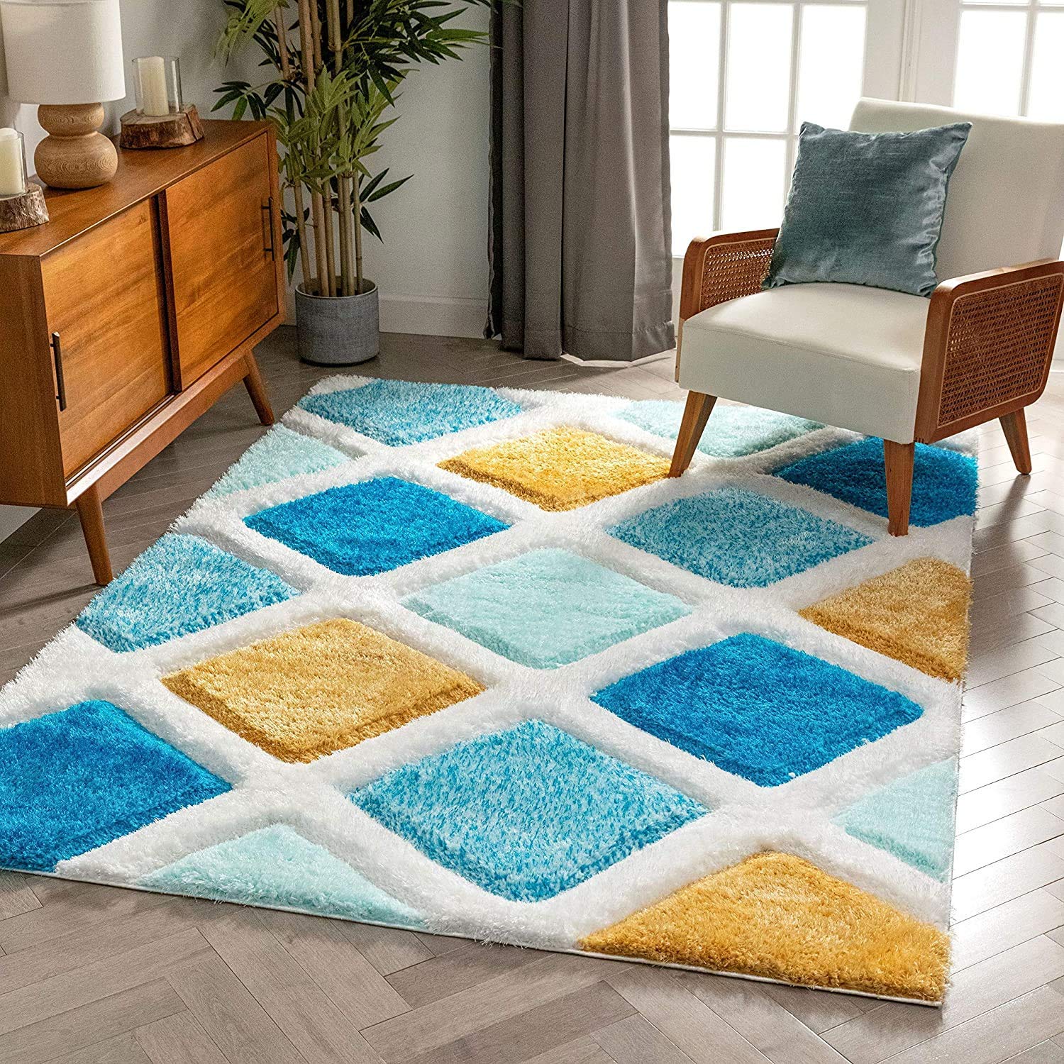 Dynamic Vibrant Harmony Geometric Rug - Rugs at Nestern