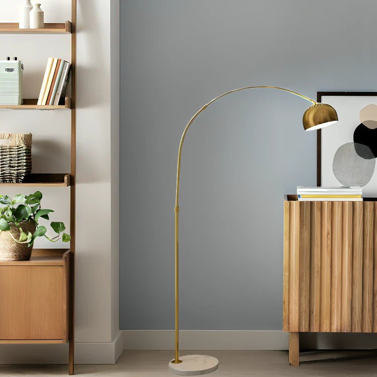 Elegant Melody Shellacs Metal Floor Lamp - Luxe Gold Brass Finish - Home Decor at Nestern