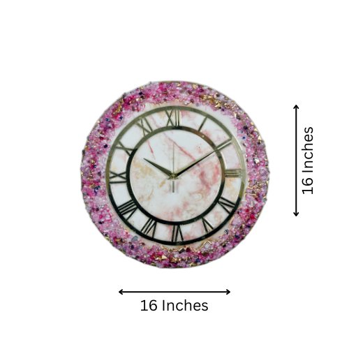 Elegant Pink Crystal Resin Wall Clock – Stunning Home Décor Accent - Wall Clock at Nestern