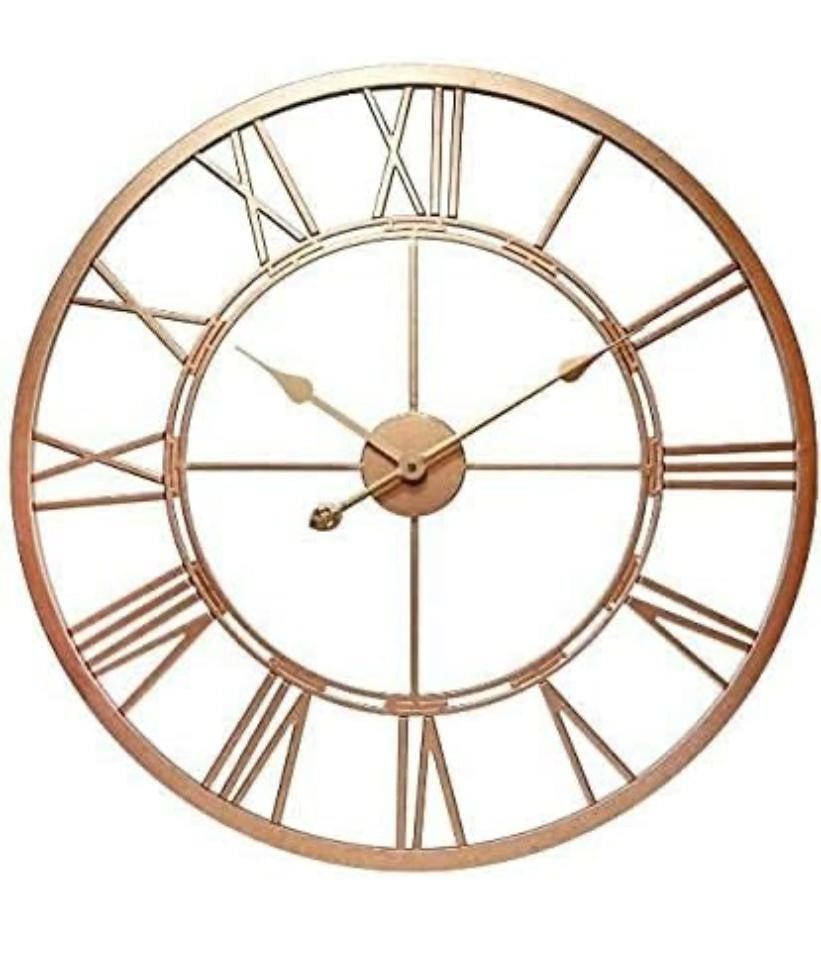 Elegant Rose Gold Roman Numeral Wall Clock - Classic Design for Modern Homes - Home Decor at Nestern