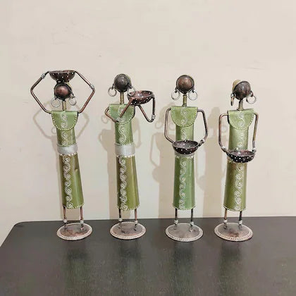 Tribal Art Metal Tea Light Candle Holders (Set of 4)