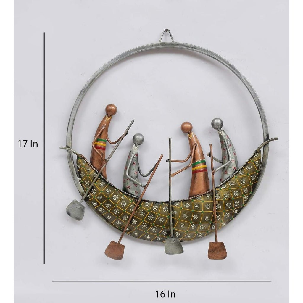 Ethnic Tribal Boat Metal Wall Art – Traditional Decorative Hanging Piece - Wall Art at Nestern