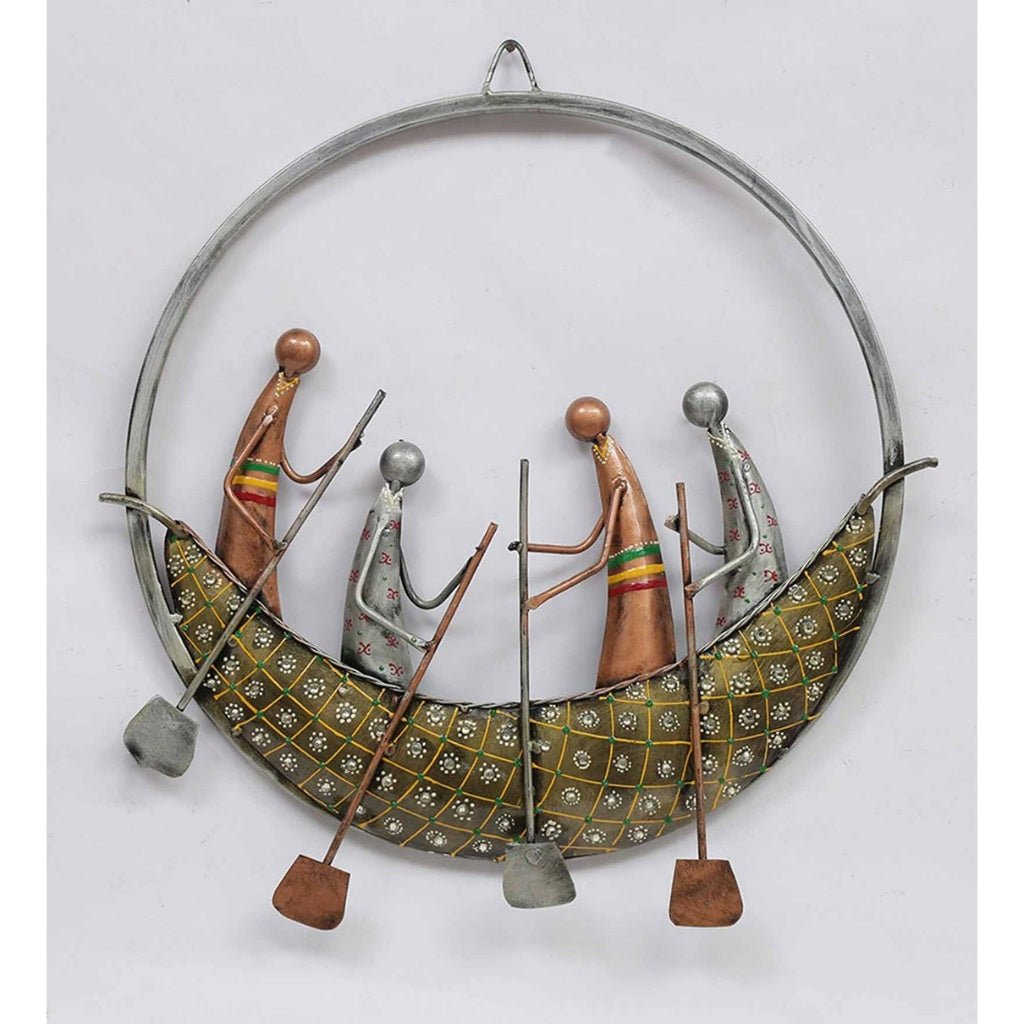 Ethnic Tribal Boat Metal Wall Art – Traditional Decorative Hanging Piece - Wall Art at Nestern