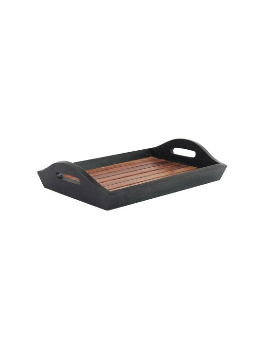 Compact Wooden Slatted Serving Tray