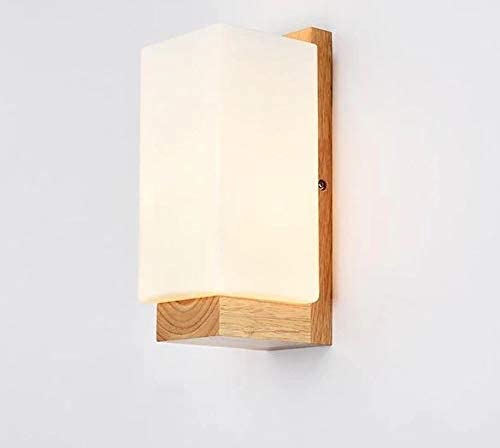 Frosted Glass Wooden Base Wall Lamp - Wall Lights at Nestern