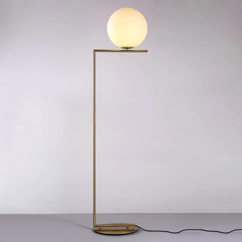 Gilded Globe Iron Floor Lamp - Contemporary Brass Elegance - Home Decor at Nestern