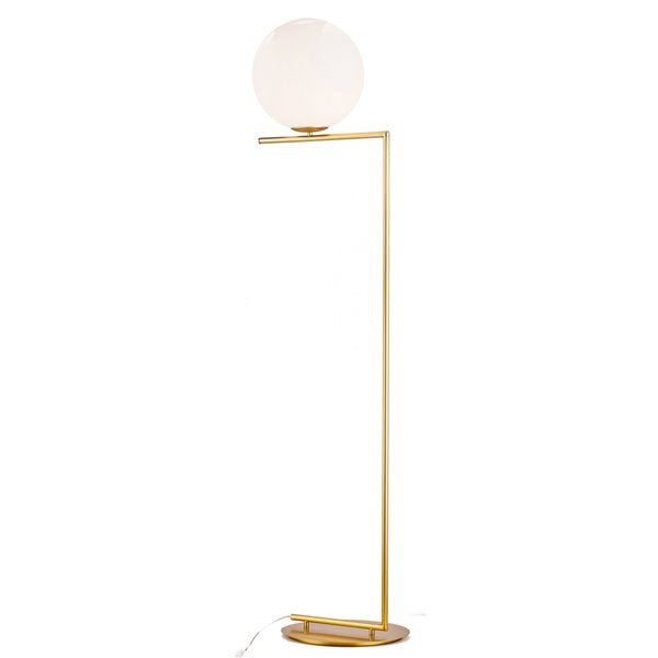 Gilded Globe Iron Floor Lamp - Contemporary Brass Elegance - Home Decor at Nestern