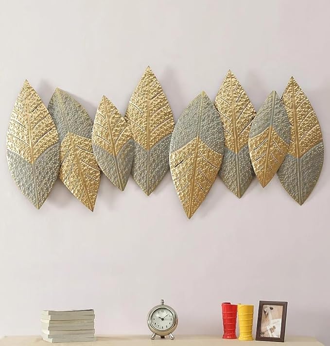 Gold and Silver Leaf Metal Wall Art – Modern Botanical Accent Décor - Nestern