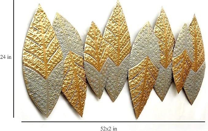 Gold and Silver Leaf Metal Wall Art – Modern Botanical Accent Décor - Nestern