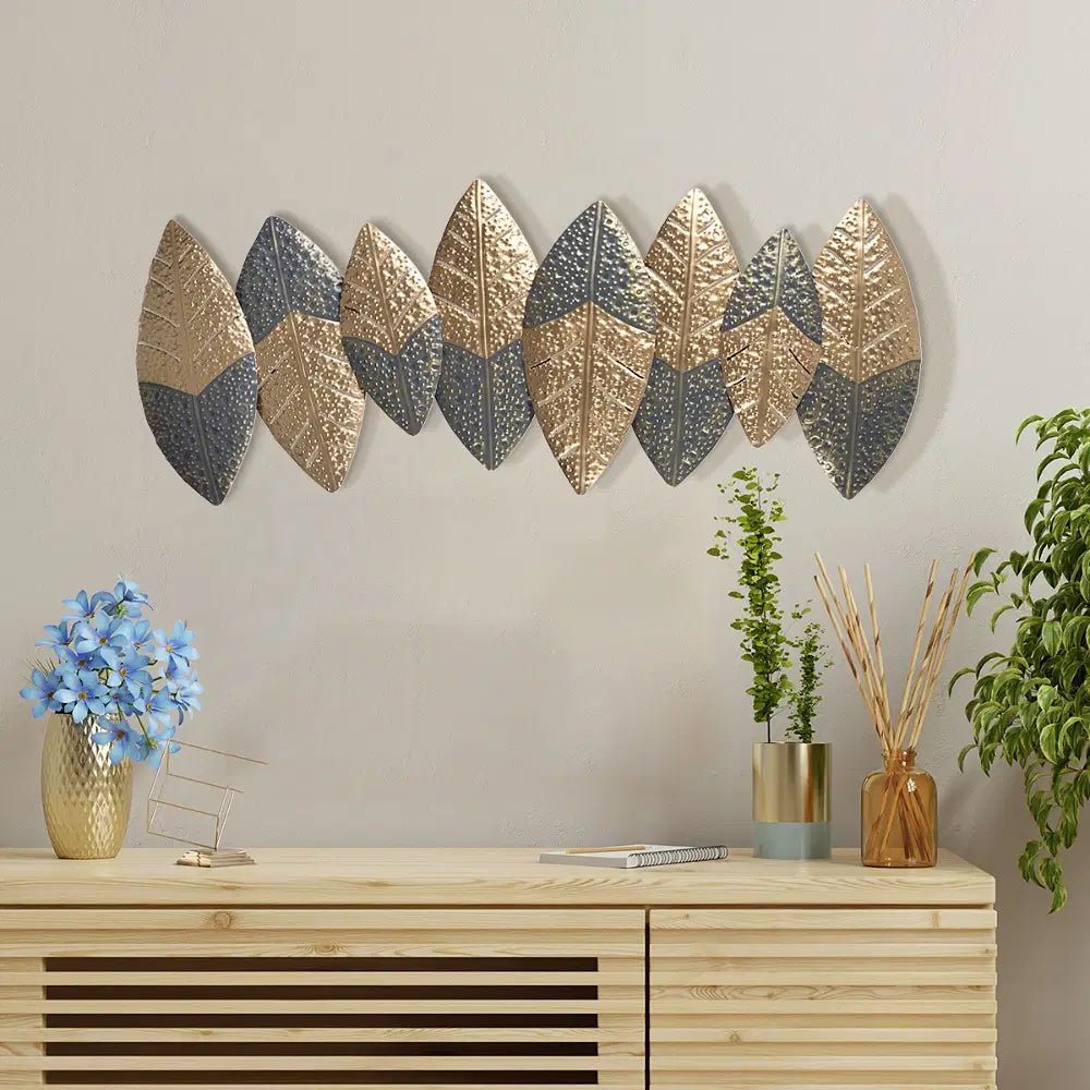 Gold and Silver Leaf Metal Wall Art – Modern Botanical Accent Décor - Wall Art at Nestern