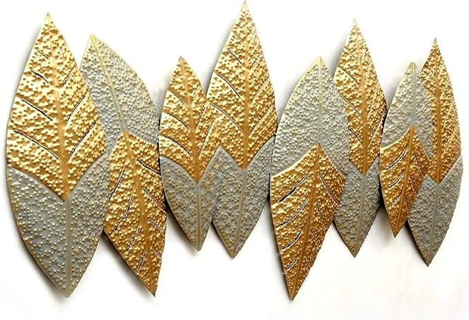 Gold and Silver Leaf Metal Wall Art – Modern Botanical Accent Décor - Wall Art at Nestern