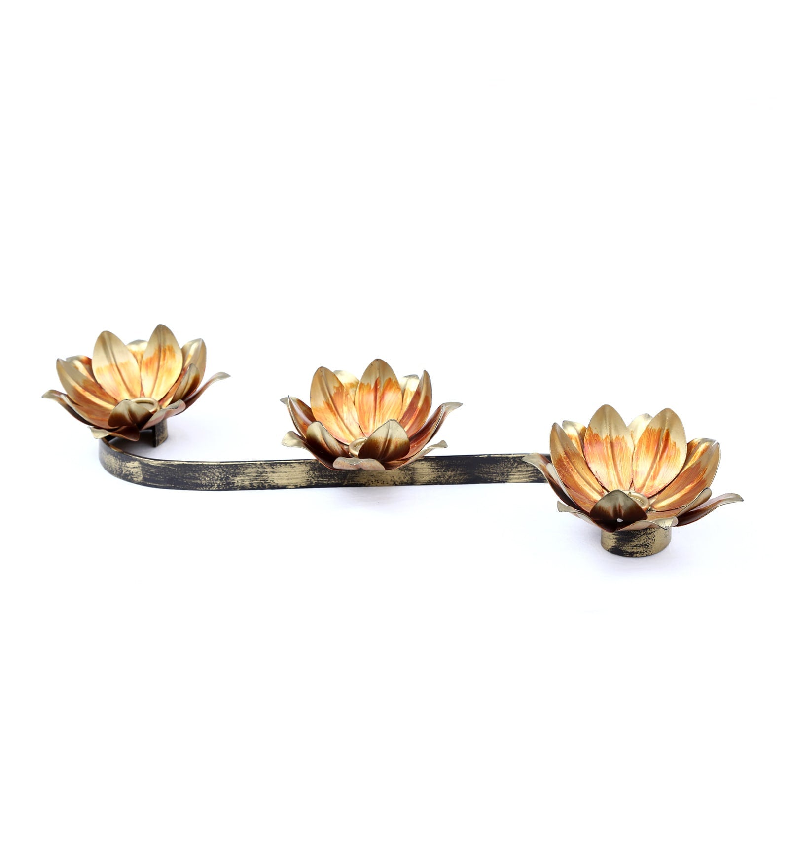 Gold Iron 3-Vinca Tea Light Holder