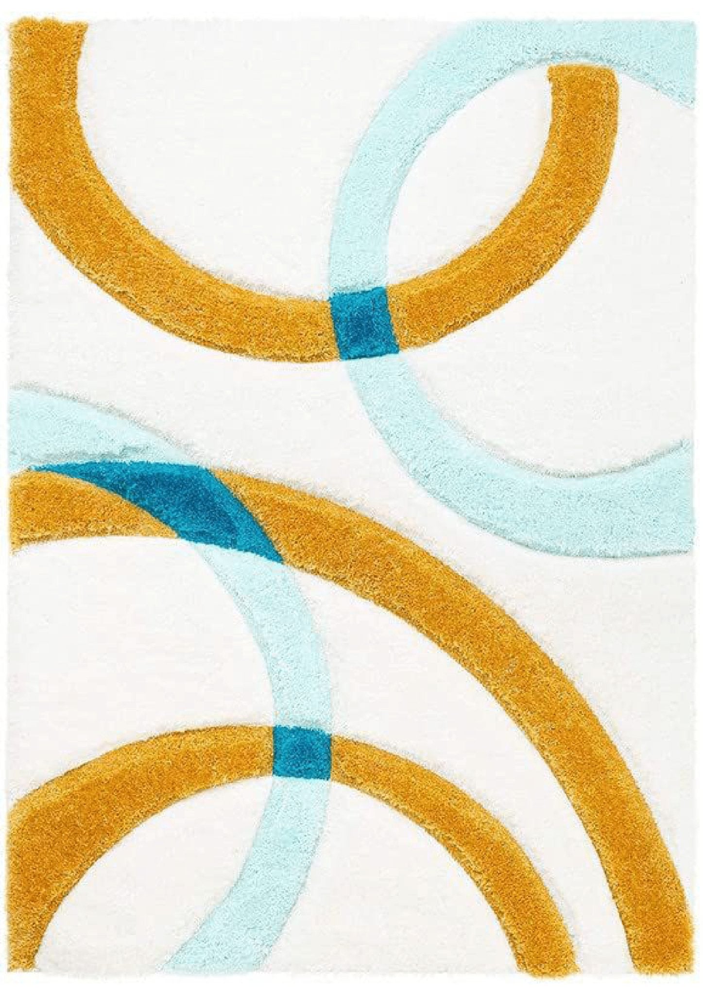 Gold - White Abstract Rug - Rugs at Nestern