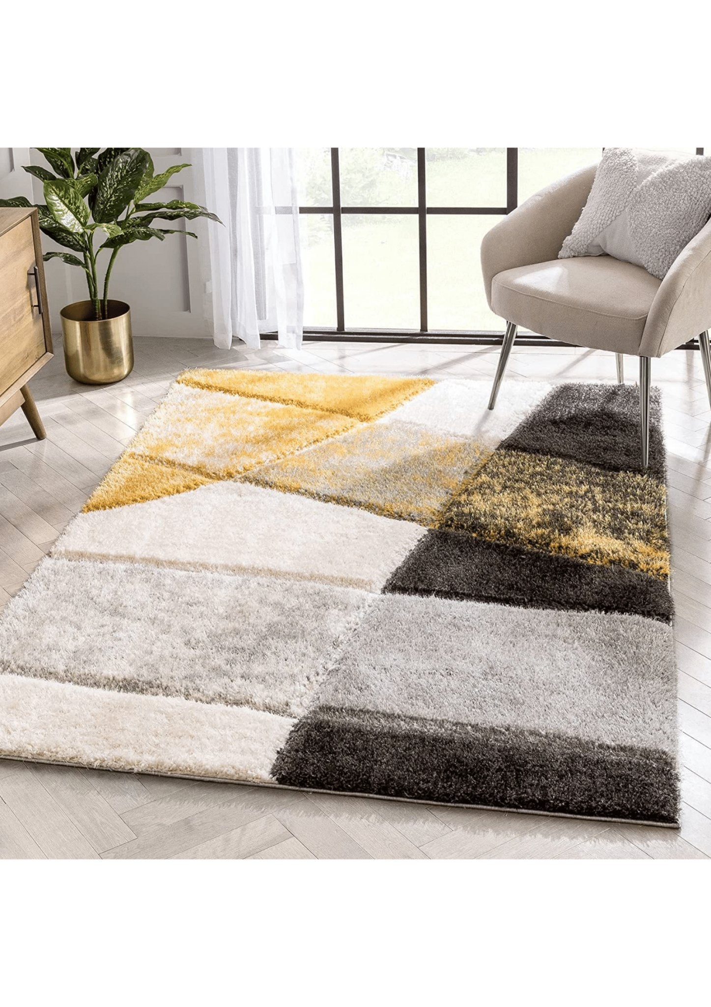 Golden Glow Abstract Area Rug - Rugs at Nestern