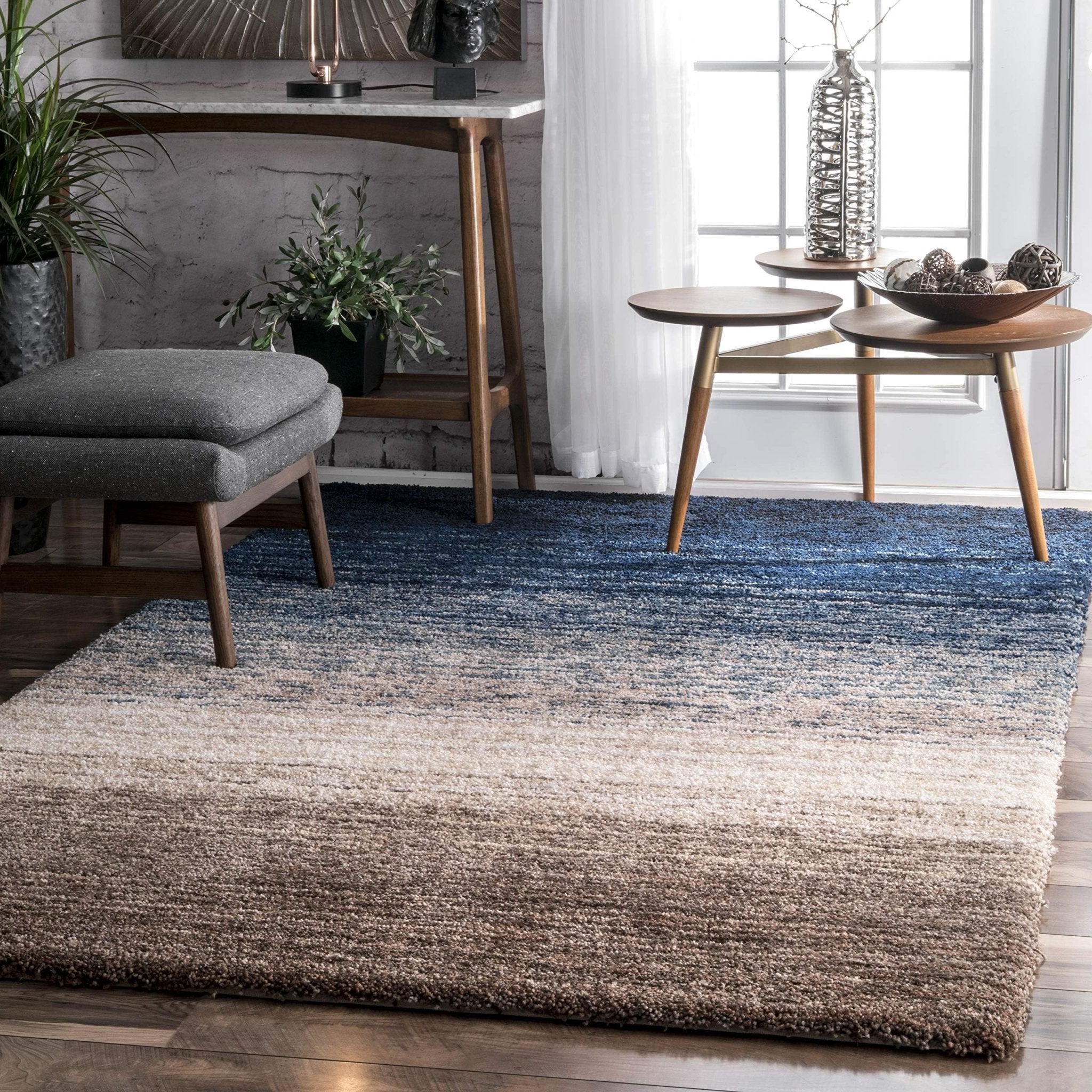 Gradient Blue and Beige Area Rug - Rugs at Nestern