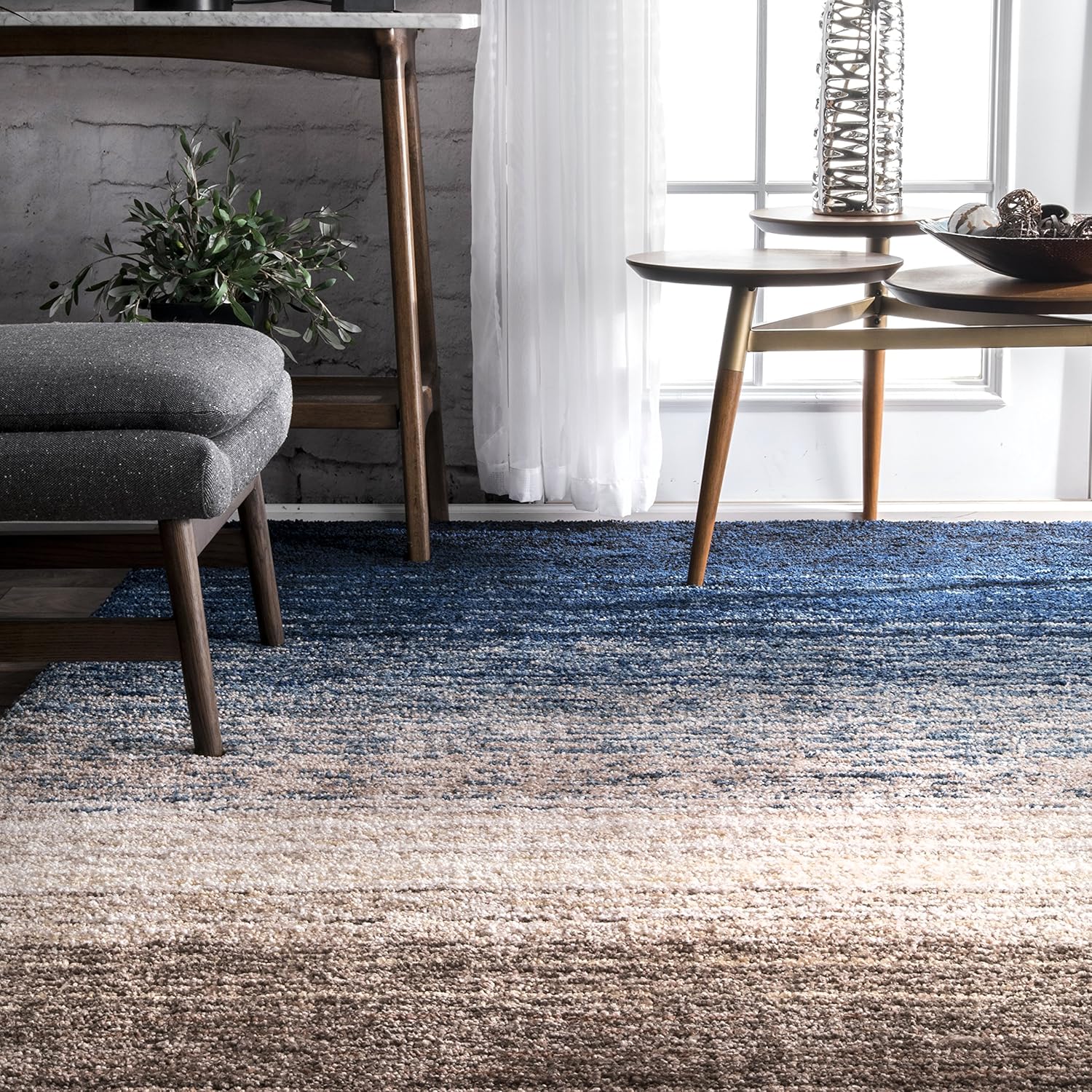 Gradient Blue and Beige Area Rug - Rugs at Nestern