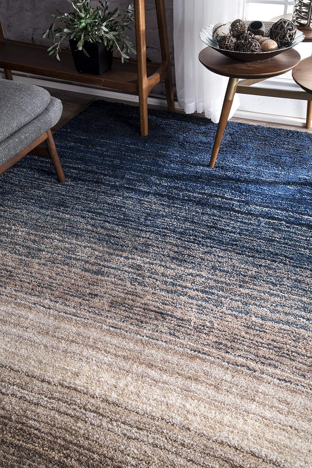 Gradient Blue and Beige Area Rug - Rugs at Nestern