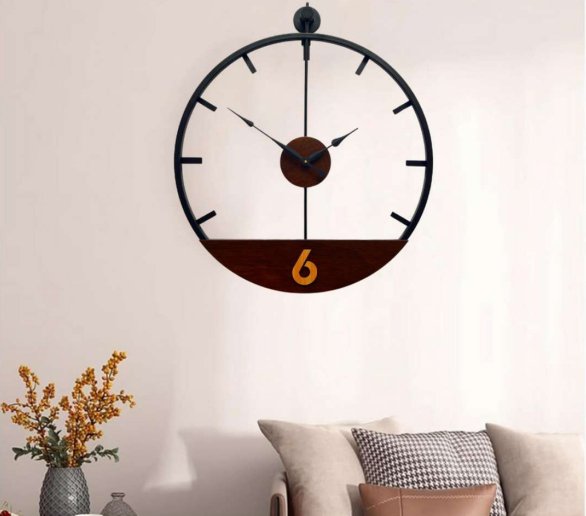 Half - Past Six Wall Clock: Modern Minimalism with a Wooden Twist - Wall Clock at Nestern