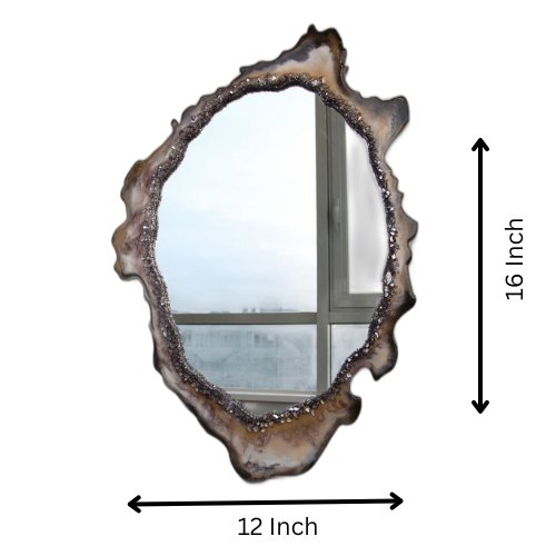 Handcrafted Epoxy Mirror with Unique Wood Design - Wall Mirror at Nestern