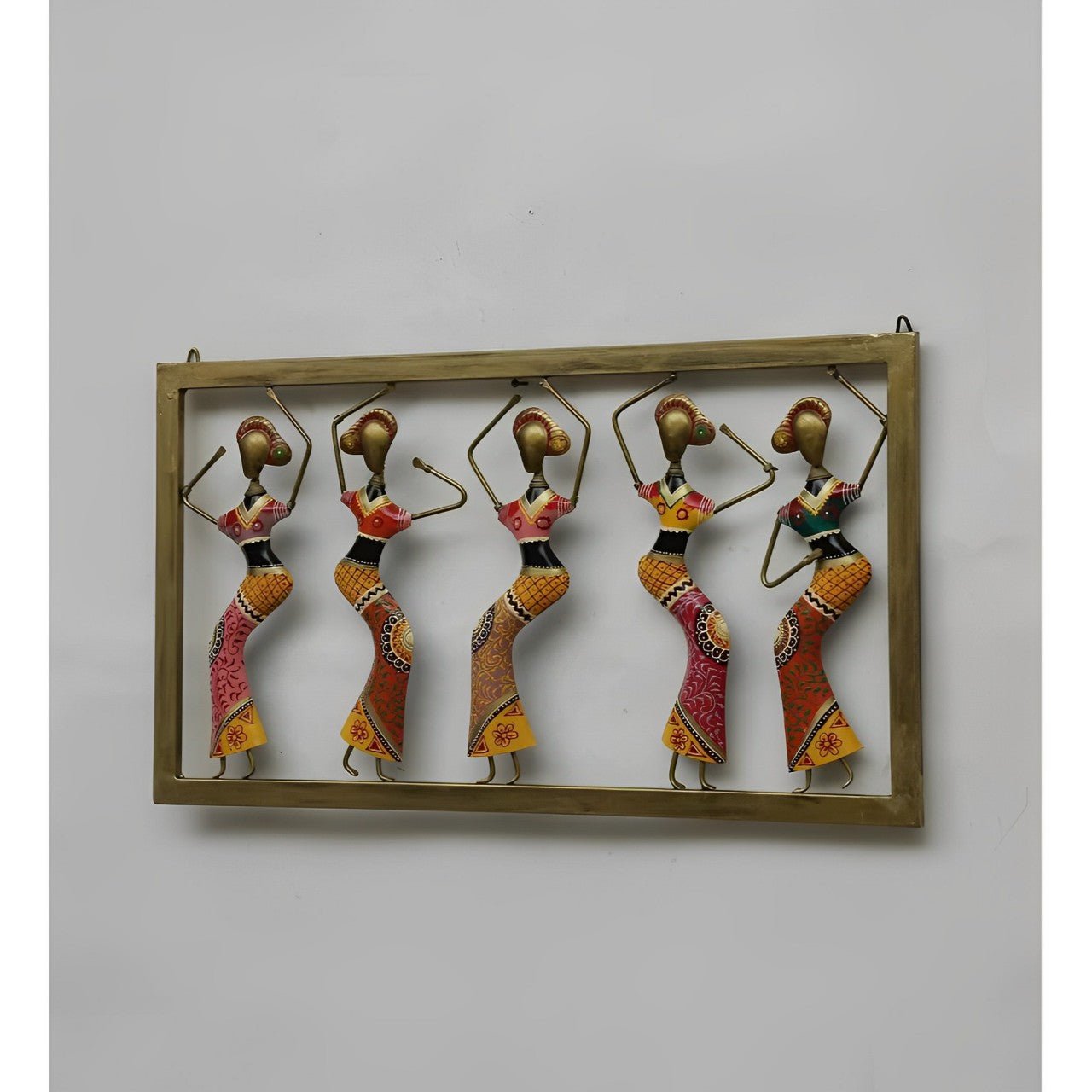 Handcrafted Iron Wall Art of Dancing Women – Vibrant Tribal - Inspired Home Decor - Wall Art at Nestern