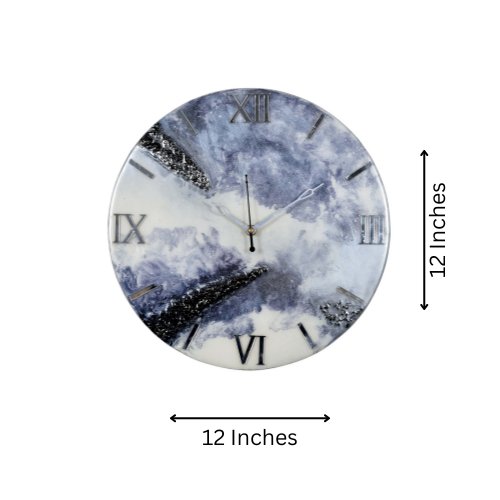 Handmade Purple & White Epoxy Wall Clock with Roman Numerals, No Glass - Wall Clock at Nestern